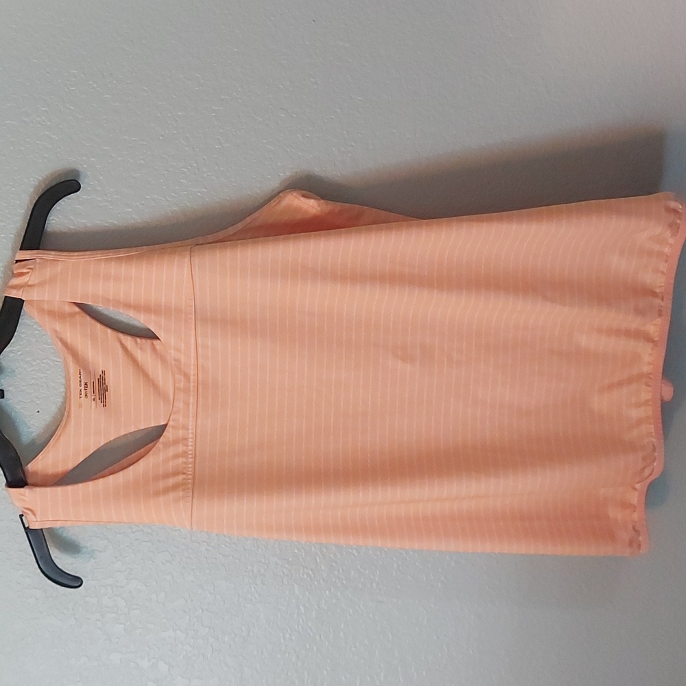 Tek Gear Orange and white stripe razor back workout top